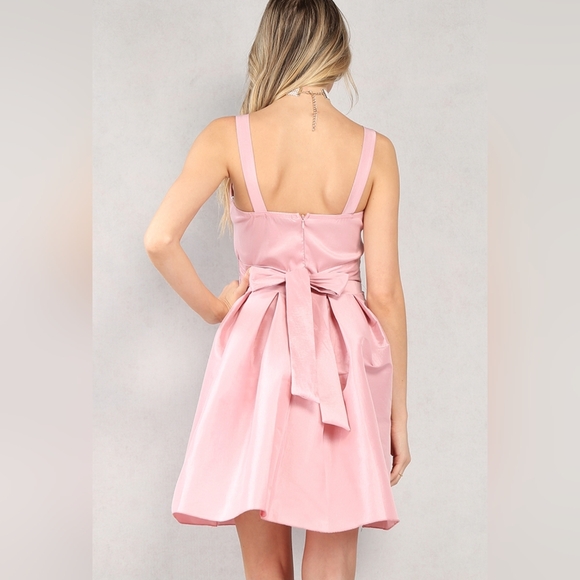 Papaya Pleated Fit and Flare Dress, Made in USA - Picture 4 of 5